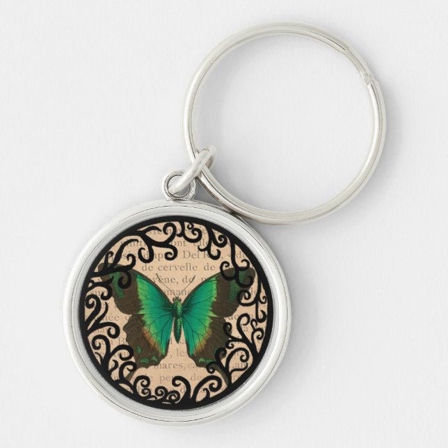 Emerald Vintage Butterfly Keychain (Front)