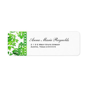 Emerald Vintage Damask Lace Fancy Return Address Label