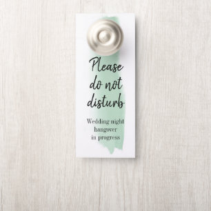 Emerald Watercolor Brush Stroke Do Not Disturb Door Hanger