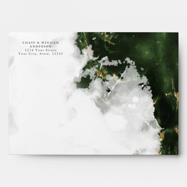 Emerald  Watercolor Geode BarefootBride™ Envelope (Front)