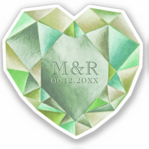  Emerald Watercolor Heart 55th Wedding Anniversary