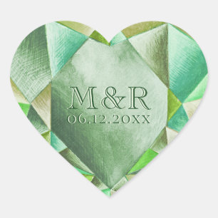 Emerald Watercolor Heart 55th Wedding Anniversary Sticker