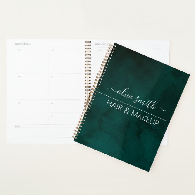 Emerald Watercolor Monogram Name – Personalised Planner (Display)