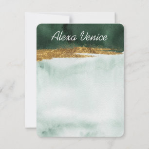 Emerald Watercolor with Gold Card