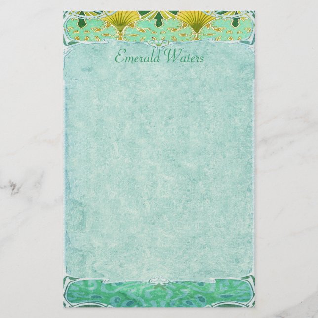 Emerald Waters - Art Nouveau Stationery (Front)