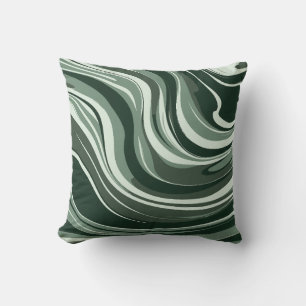 Emerald Waves Abstract Design Cushion
