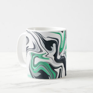 Emerald Waves in Abstract Fluid Art Coffee Mug