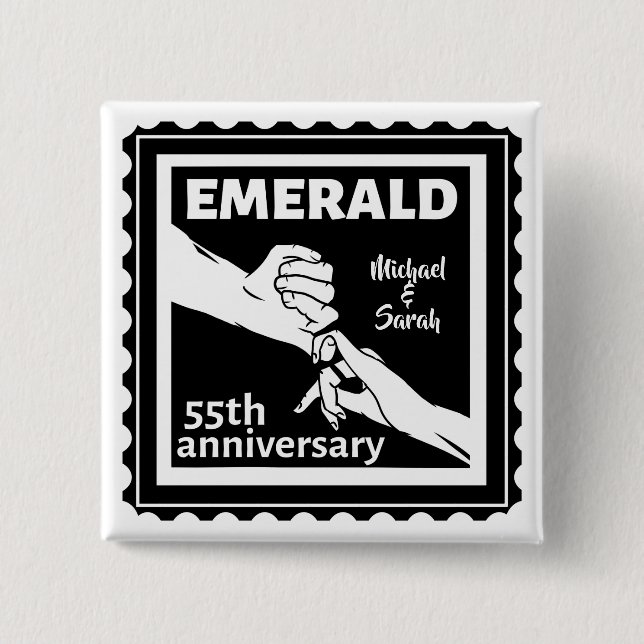 Emerald wedding anniversary 55 years 15 cm square badge (Front)