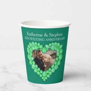 Emerald wedding anniversary green party paper cups