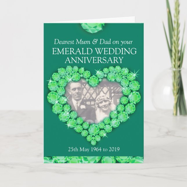 Emerald wedding anniversary parents photo card (Front)