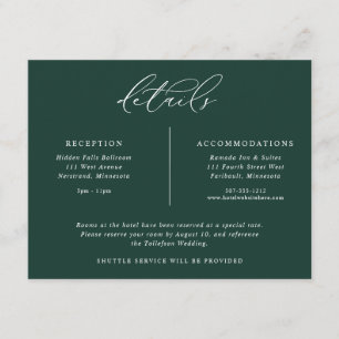 Emerald Wedding Details Elegant Enclosure Card