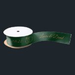 Emerald Wedding Personalised Name Ribbon Satin Ribbon<br><div class="desc">This custom dark green ribbon with the bride's and groom's names and the date of the wedding is great for gift wrapping and will make your gift boxes or wedding favours look really cute. Personalise it with your names and wedding date.</div>