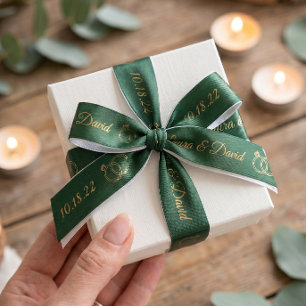 Emerald Wedding Personalised Name Ribbon Satin Ribbon
