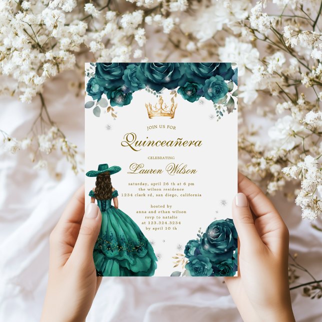 Emerald Western Wonderland Quinceanera Invitation (Creator Uploaded)