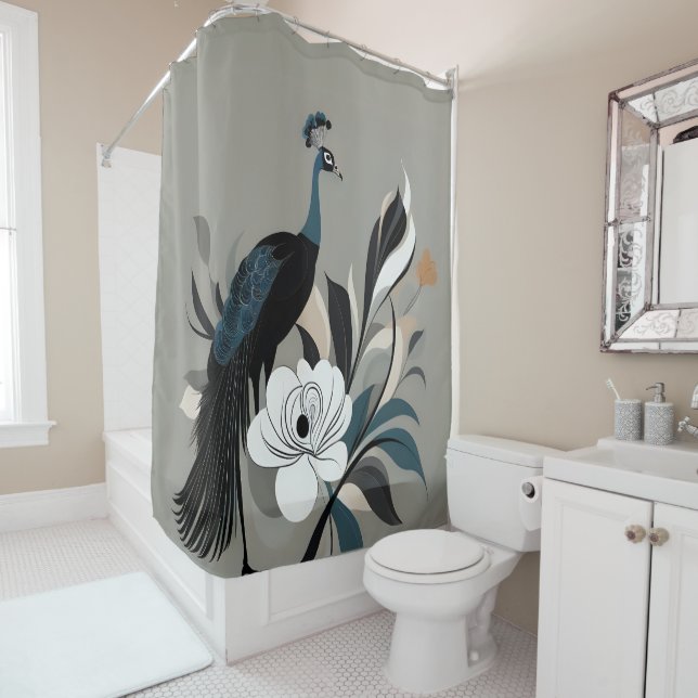 Emerald Whirlwind Shower Curtain (In Situ)