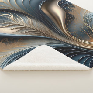 Emerald Whisper - Teal and Gold Abstract Art Sherpa Blanket