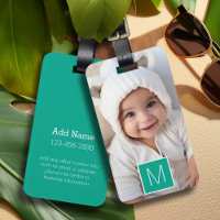 Emerald & White 1 Photo Collage Custom Monogram