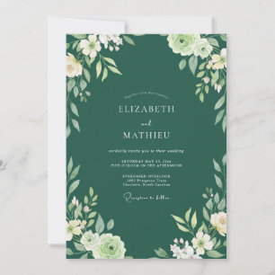Emerald White Foliage Eucalyptus Wedding Invitation