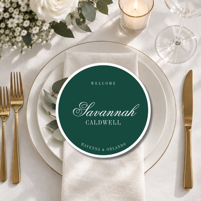 Emerald White Formal Round Wedding Guest Place Program (Creator Uploaded)