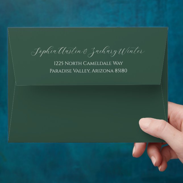 Emerald White Leaf Greenery Calligraphy Wedding En Envelope (Hand)