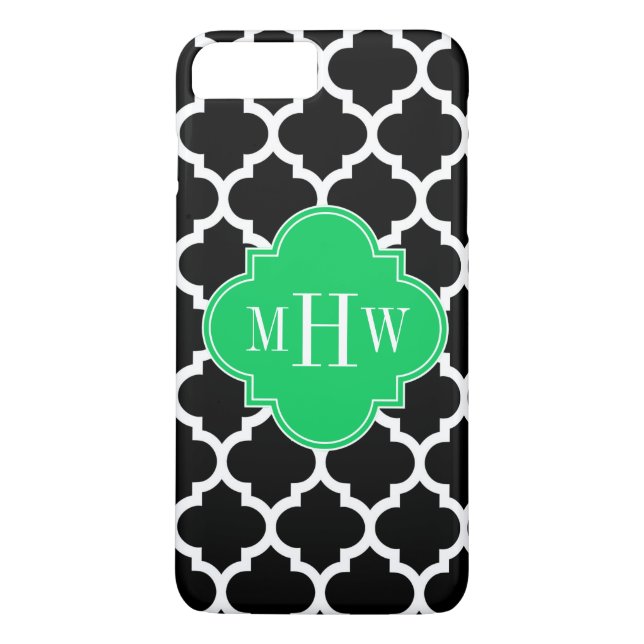 Emerald Wht Moroccan #5 Navy Name Monogram Case-Mate iPhone Case (Back)