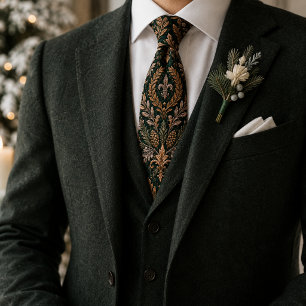 Emerald Winter Baroque Luxury Wedding Tie
