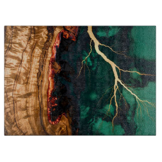 Emerald Wood Style Glass Cutting Board