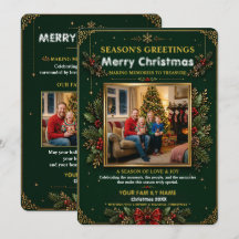 Emerald Wreath Christmas Holiday Photo Card