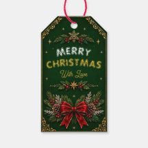 Emerald Wreath Christmas Party Gift Tag