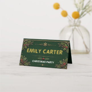 Emerald Wreath Christmas Party Place Card