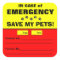 Emergency Alert Save My Pets Stickers