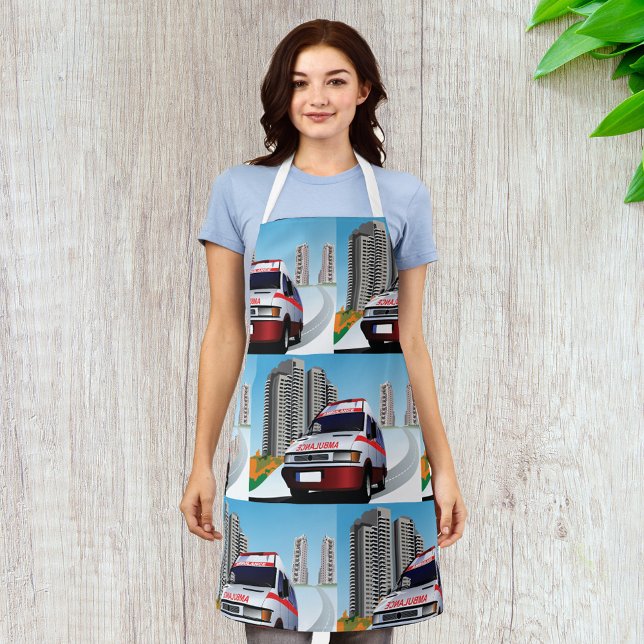 Emergency Ambulance in Cityscape Medical Rescue  Apron (Creator Uploaded)