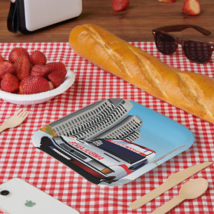 Emergency Ambulance in Cityscape Medical Rescue  Paper Plate