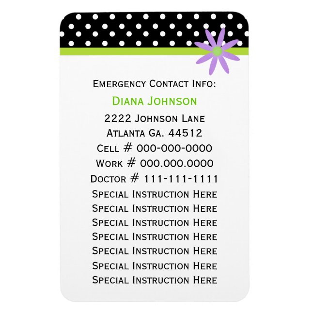 Emergency Contact: Babysitter Premium Magnet (Vertical)