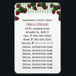Emergency Contact: Babysitter Premium Magnet<br><div class="desc">Strawberry and gingham: Emergency Contact information magnet for babysitter.</div>