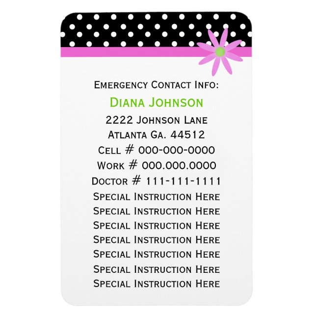 Emergency Contact: Babysitter Premium Magnet (Vertical)