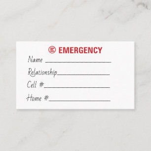 Emergency Contact Card