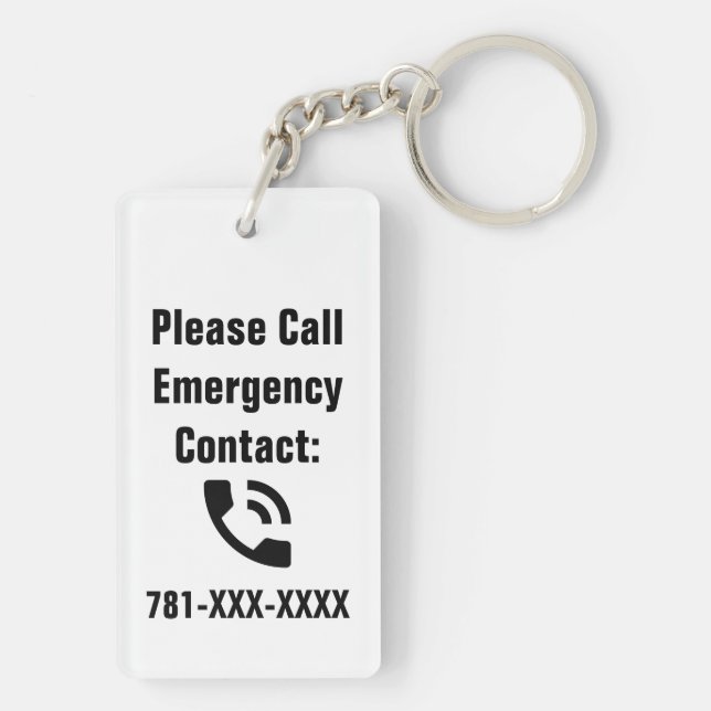 Emergency Contact Pet Key Chain (Back)