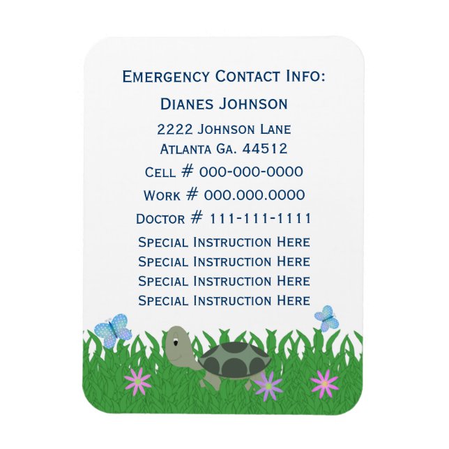 Emergency Contact: Turtle:  Premium Magnet (Vertical)