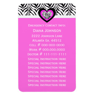 Emergency Contact: Zebra Babysitter Premium Magnet