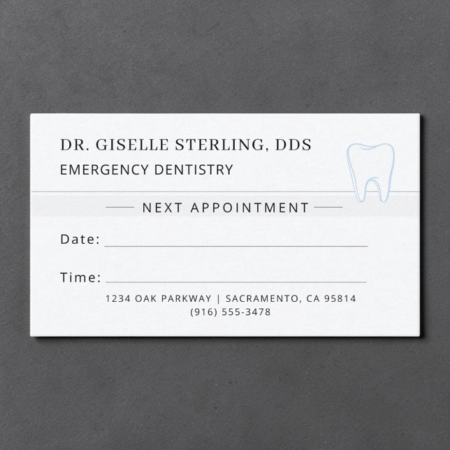 Emergency Dentistry Dentist Tooth Appointment Card (Creator Uploaded)