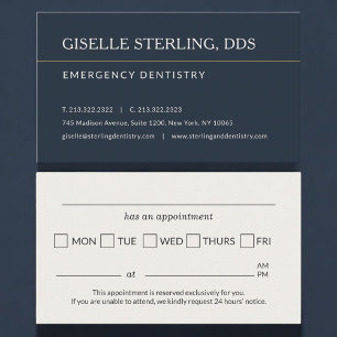 Emergency Dentistry Office Appointment Reminder Business Card