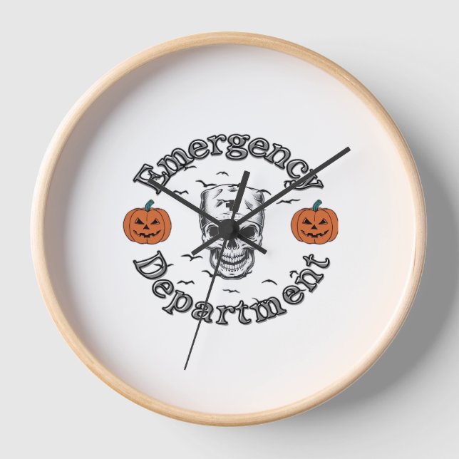 Emergency Departement Room Er Nurse Skeleton Hallo Clock (Front)