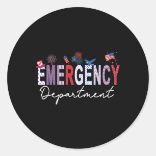 Emergency Department 4th Of July Usa Emergency Roo Classic Round Sticker