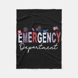 Emergency Department 4th Of July Usa Emergency Roo Fleece Blanket