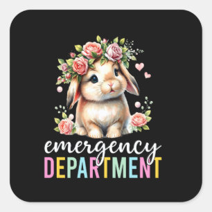 Emergency Department Bunny Emergency Room ER Nurse Square Sticker