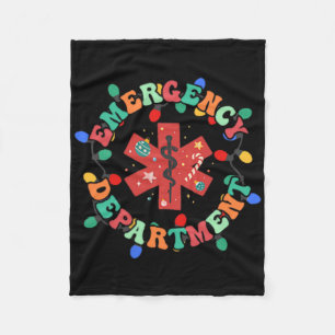 Emergency Department Christmas Er Nurse 2 Sided  Fleece Blanket