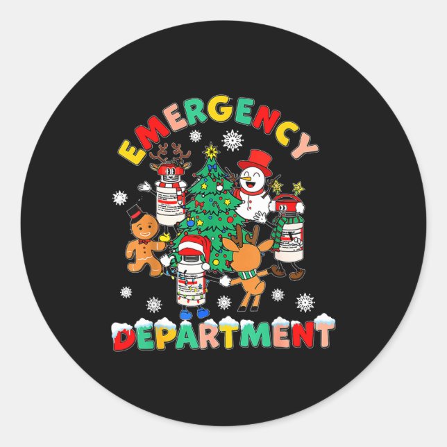 Emergency Department Christmas Santa Er Crew Nurse Classic Round Sticker (Front)