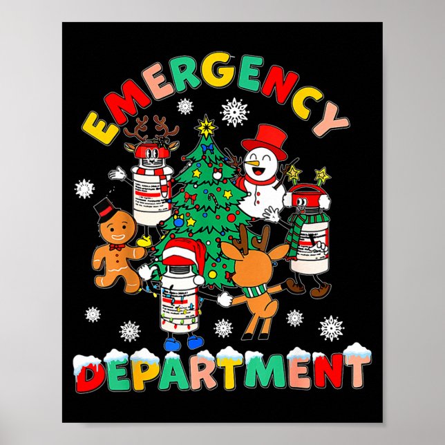 Emergency Department Christmas Santa Er Crew Nurse Poster (Front)