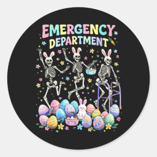 Emergency Department Easter Er Rn Nurse Skeleton Classic Round Sticker